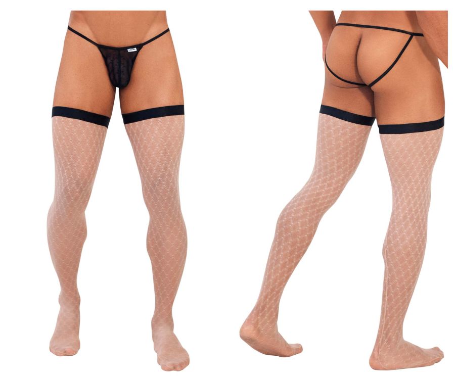 CandyMan 99735 Mesh Thigh Highs Beige