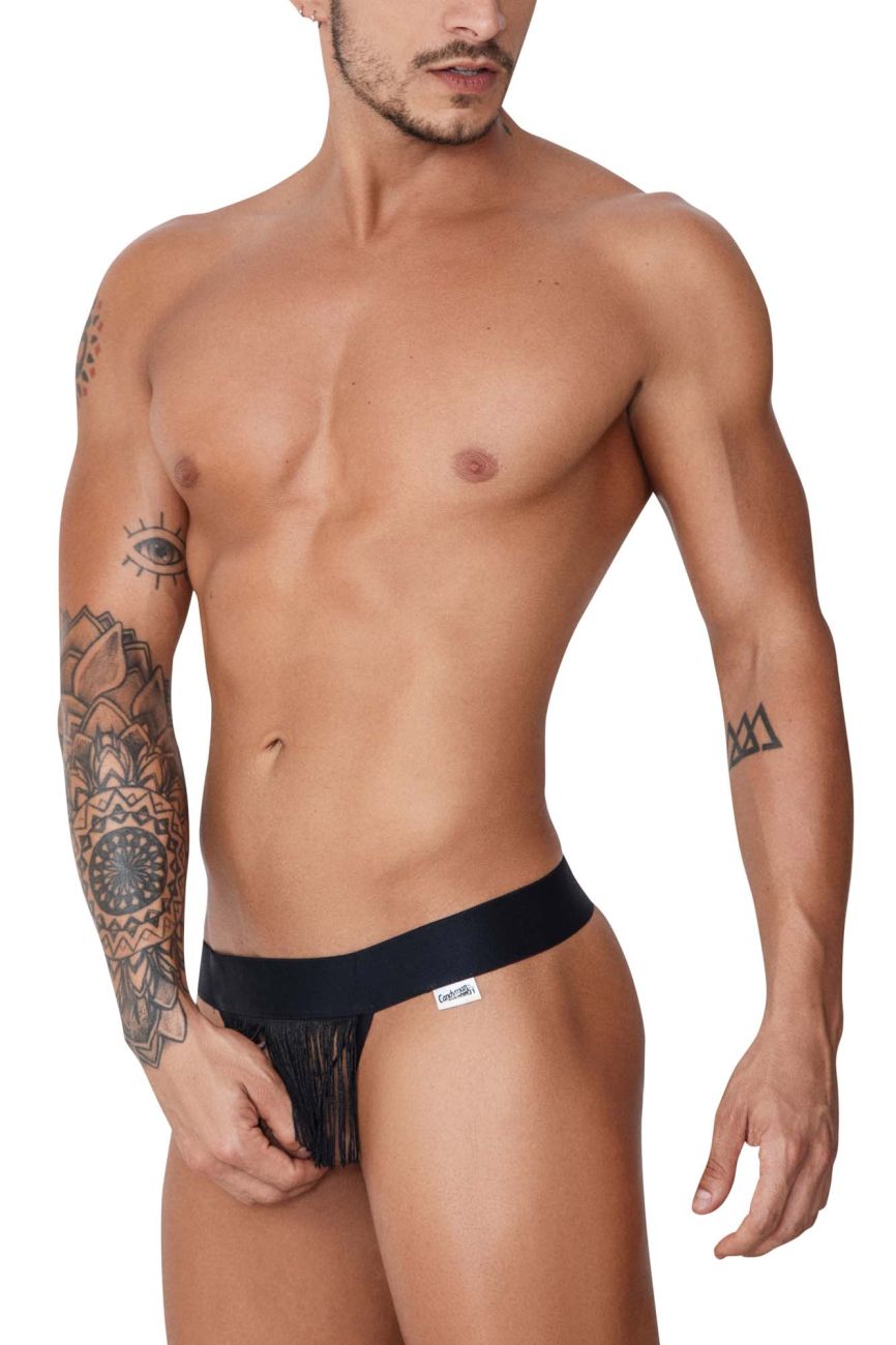 JCSTK - CandyMan 99755 Fringe Open Front Thongs Black