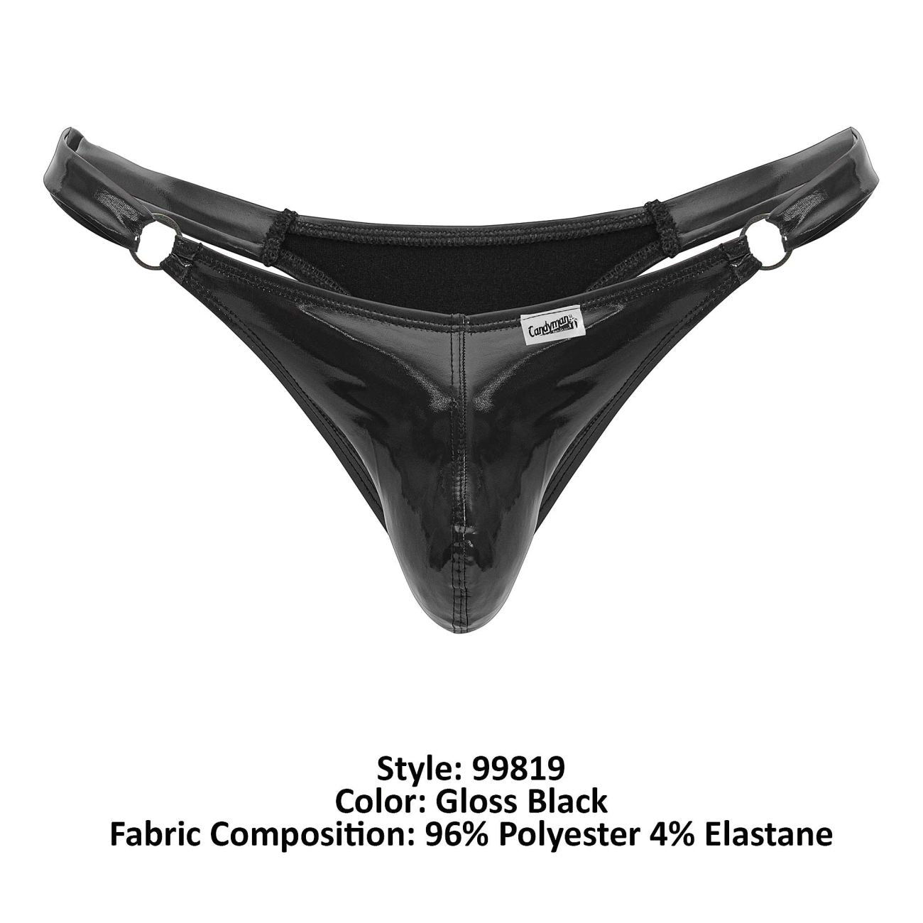 CandyMan 99819 Dom Thongs with Rings Gloss Black