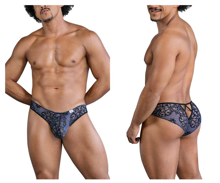 CandyMan 99830 Male Lace Briefs Nude-Black