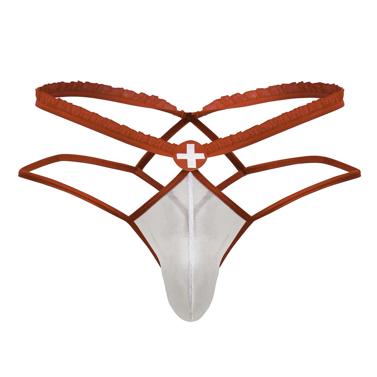 CandyMan 99833 Murse Male Nurse Costume Thongs Red & White