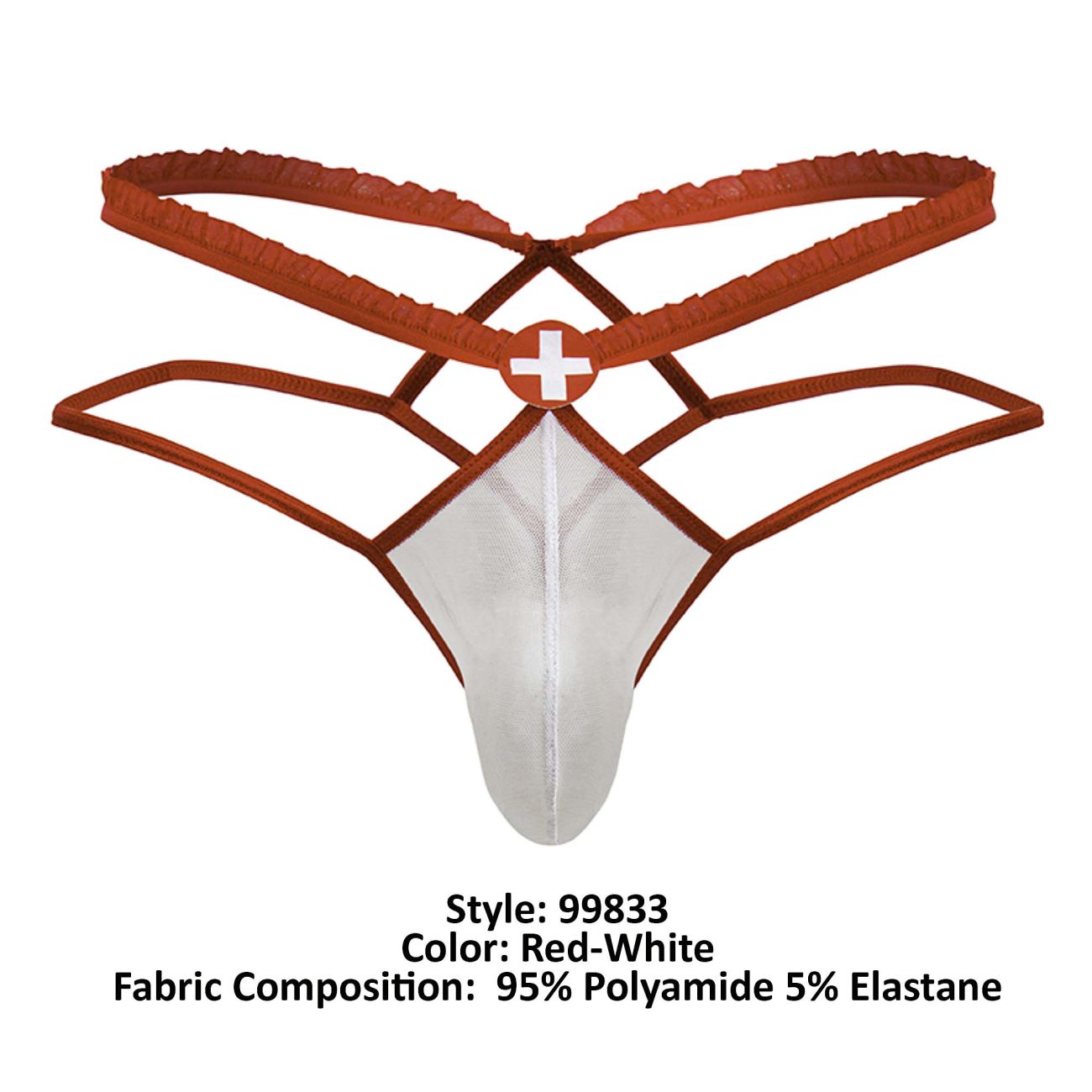 CandyMan 99833 Murse Male Nurse Costume Thongs Red & White