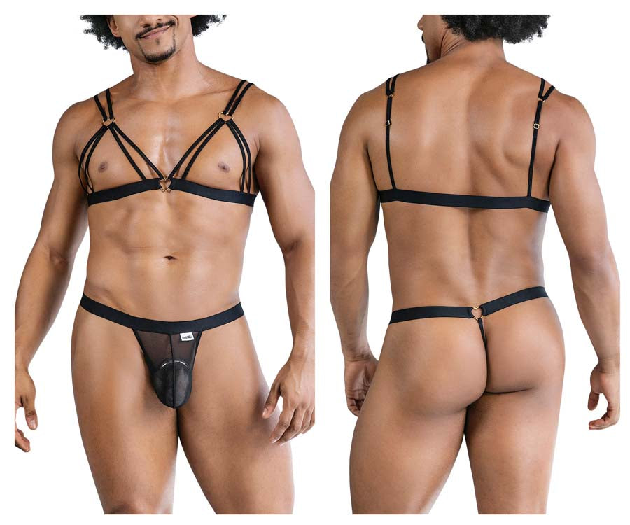CandyMan 99838 Two Piece Outfit Mens Bra Set Red