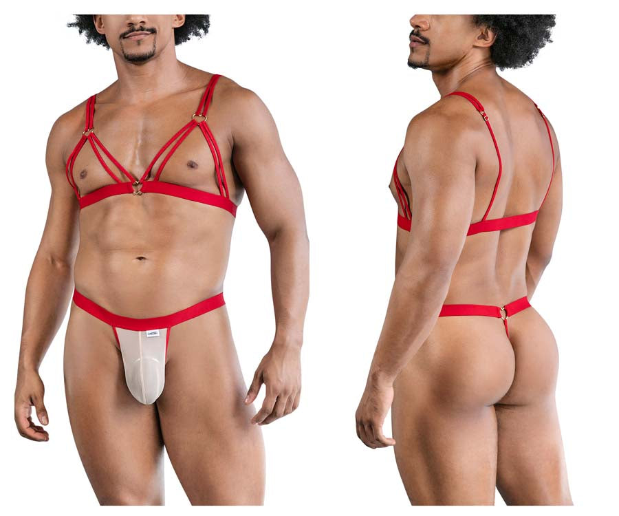 CandyMan 99838 Two Piece Outfit Mens Bra Set Black