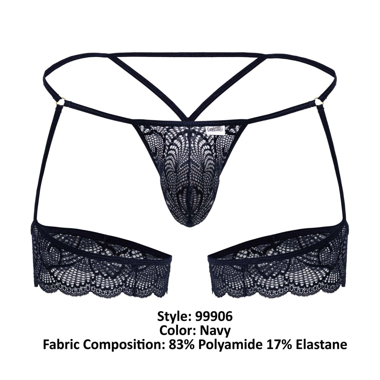 CandyMan 99906 Mens Sexy Garter Lace Thongs Navy