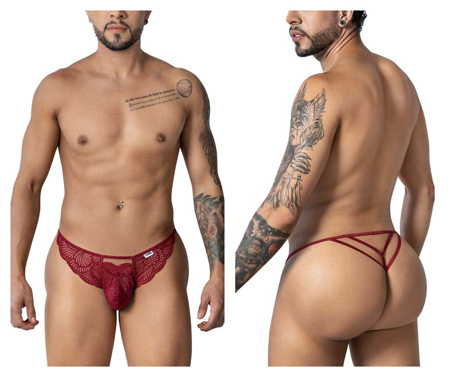 CandyMan 99910 Mens Sexy Lace Thongs Burgundy