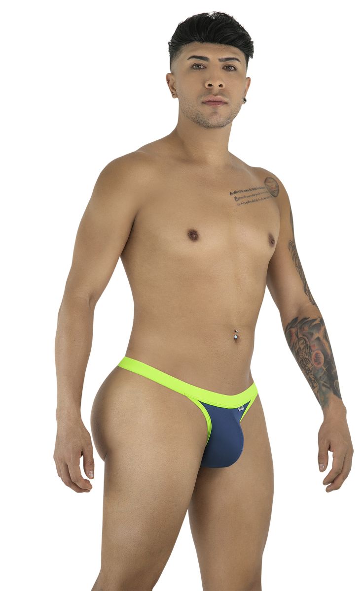 CandyMan 99942 Mens Turn Up the Heat Sporty Thongs Blue & Neon Green