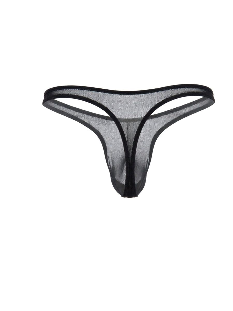 CandyMan 99954 Mens Minimal Barely There Thongs Black Mesh Plus Sizes