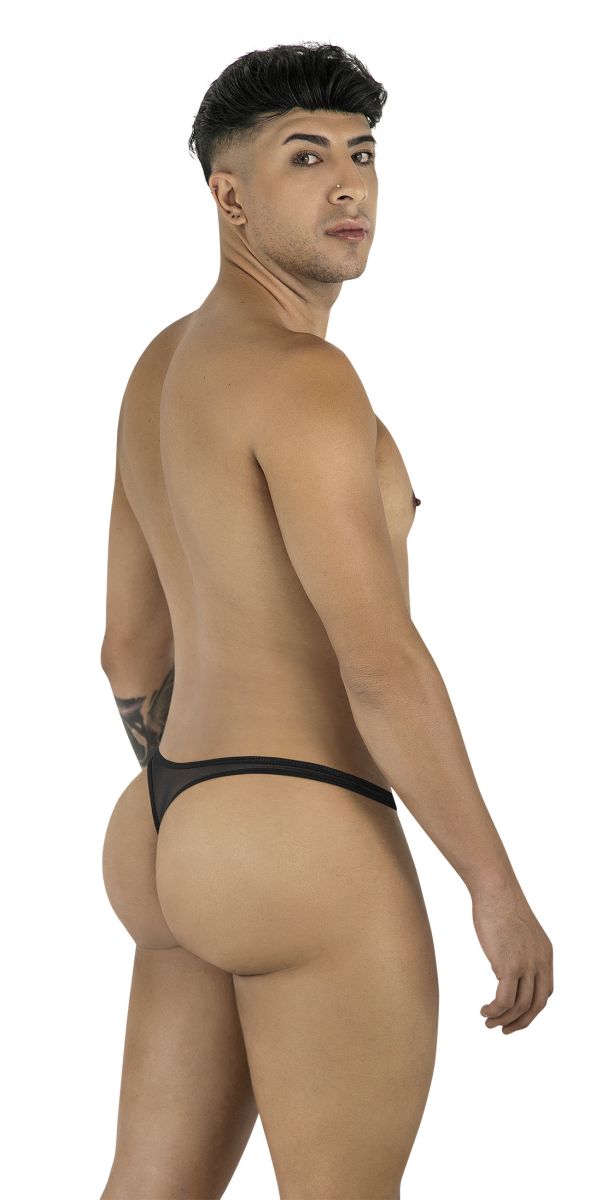 CandyMan 99954 Mens Minimal Barely There Thongs Black Mesh Plus Sizes