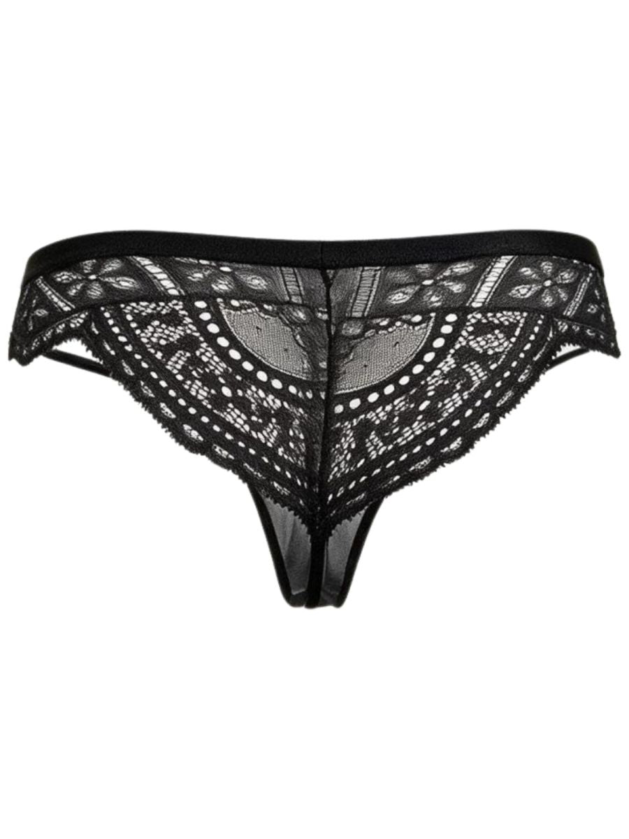 CandyMan 99971 Mens Captivating Sexy Mesh-Lace Thongs Black