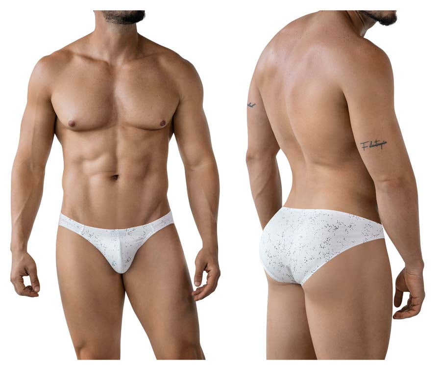 Clever 2039 Galaxy Mens Glitter Bikini Briefs White