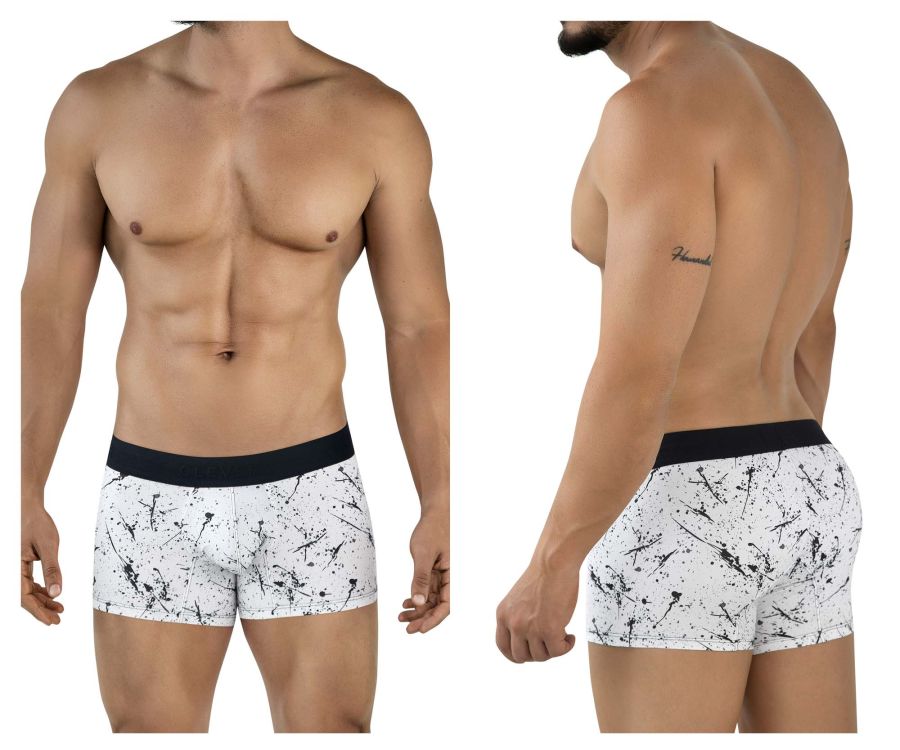 Clever 2050 Brochazos Mens Bold Energy Trunks White with Black