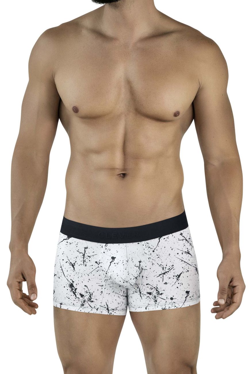 Clever 2050 Brochazos Mens Bold Energy Trunks White with Black