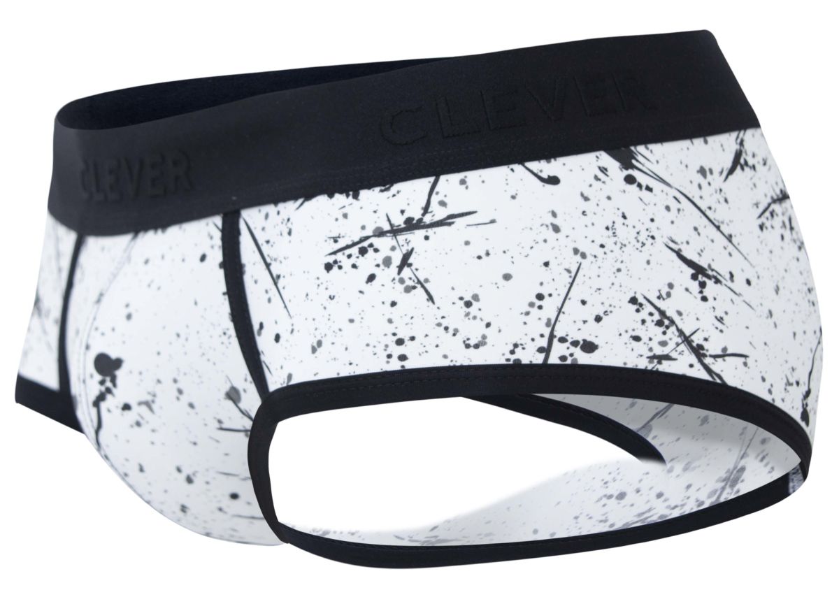 Clever 2051 Brochazos Mens Splatter Print Briefs Black & White