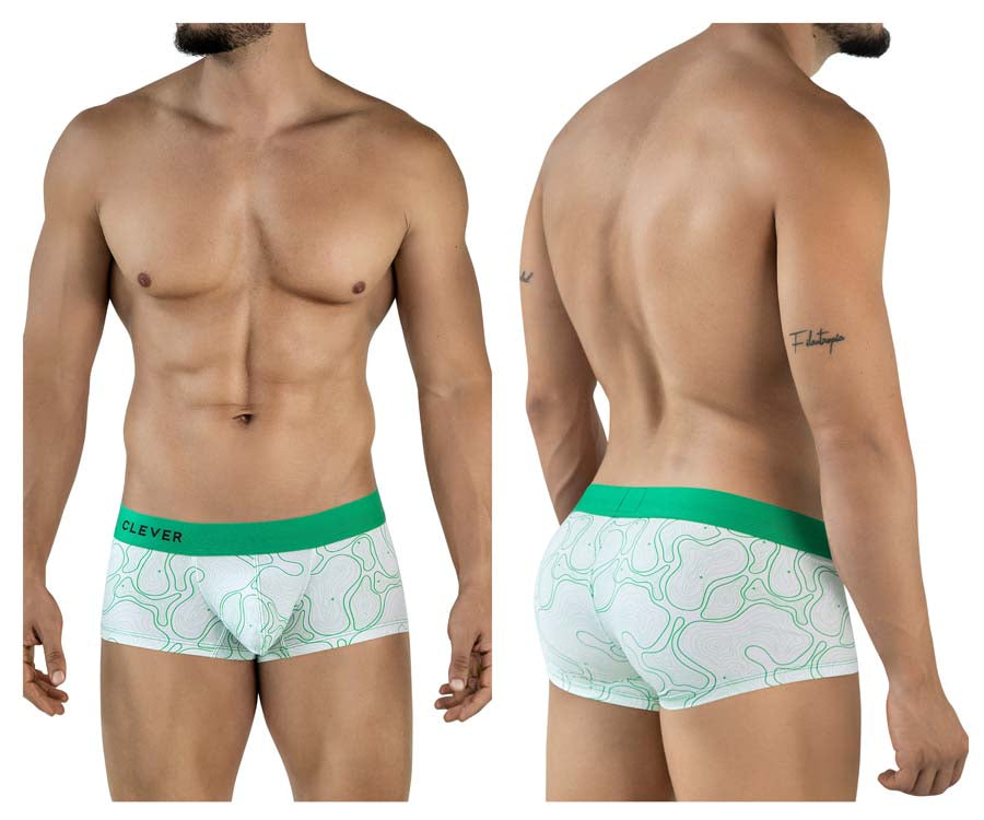 Clever 2056 Maze Mens Sporty Modern Trunks Green