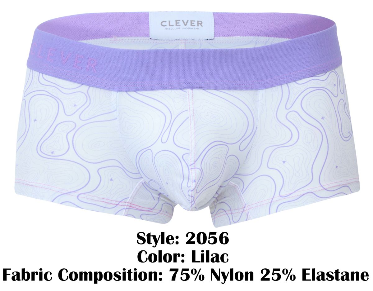 Clever 2056 Maze Mens Sporty Modern Trunks Lilac