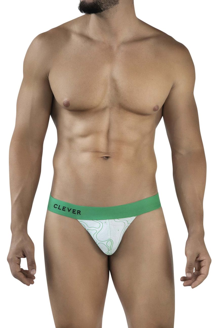 Clever 2057 Maze Mens Sporty Modern Bikini Brief Green