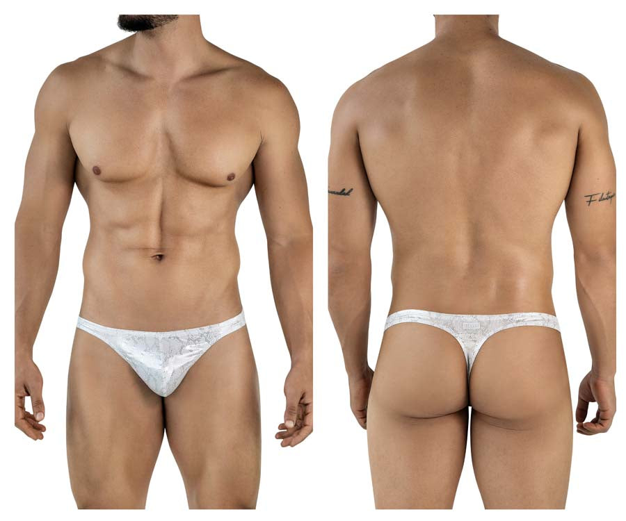 Clever 2063 Mens Diamond Sculpted Fit Thongs Silver