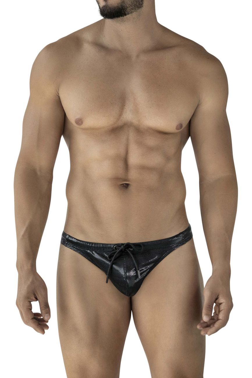 Clever 2071 Gorgona Mens Faux-Leather Swim Thongs Black