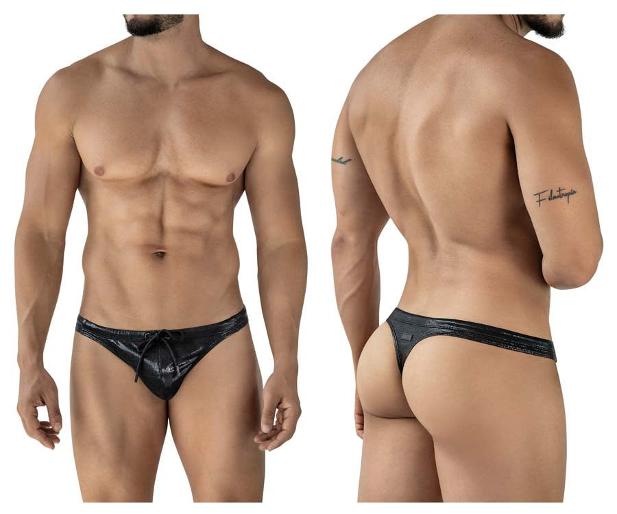 Clever 2071 Gorgona Mens Faux-Leather Swim Thongs Black