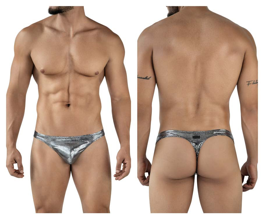 Clever 2072 Sparkles Mens Metallic Thongs Black
