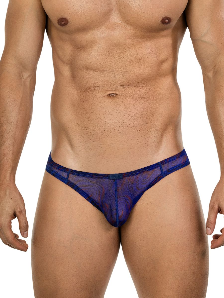 26035 Calipso Male Sheer Patterned Bikini Blue