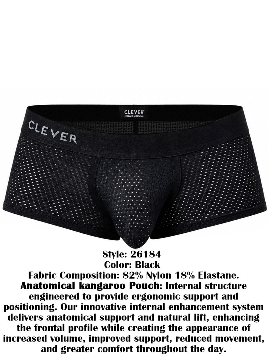 Clever 26184 Ulises Mens Ergonomically Scrulted Pouch Trunks Black