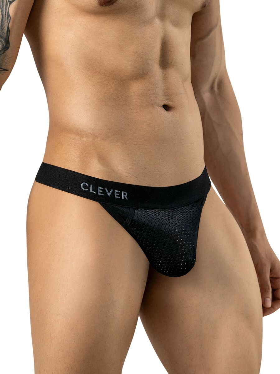 Clever 26192 Ulises Mens Kangaroo Pouch Internal Structured Thongs Black