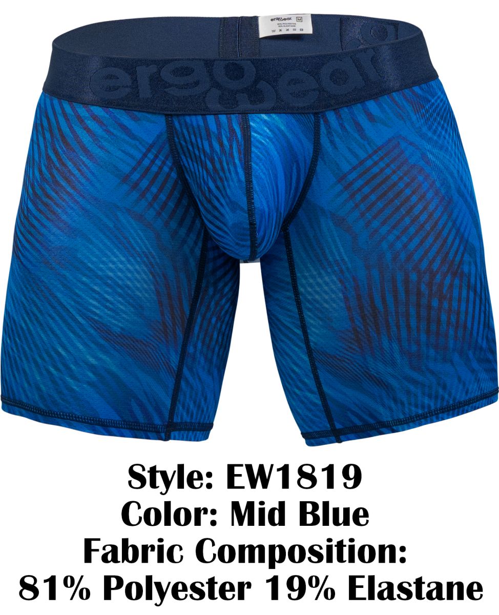 ErgoWear EW1819 MAX BOLD SE Mens Hug Your Body Long Boxer Briefs Mid Blue