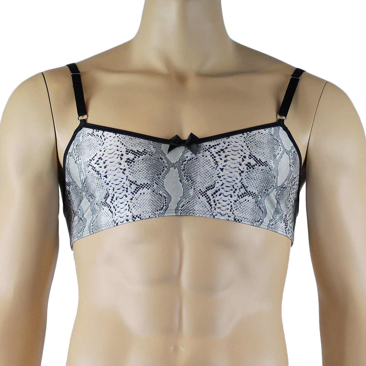 Mens Grey Snake Print Bra Top for Males