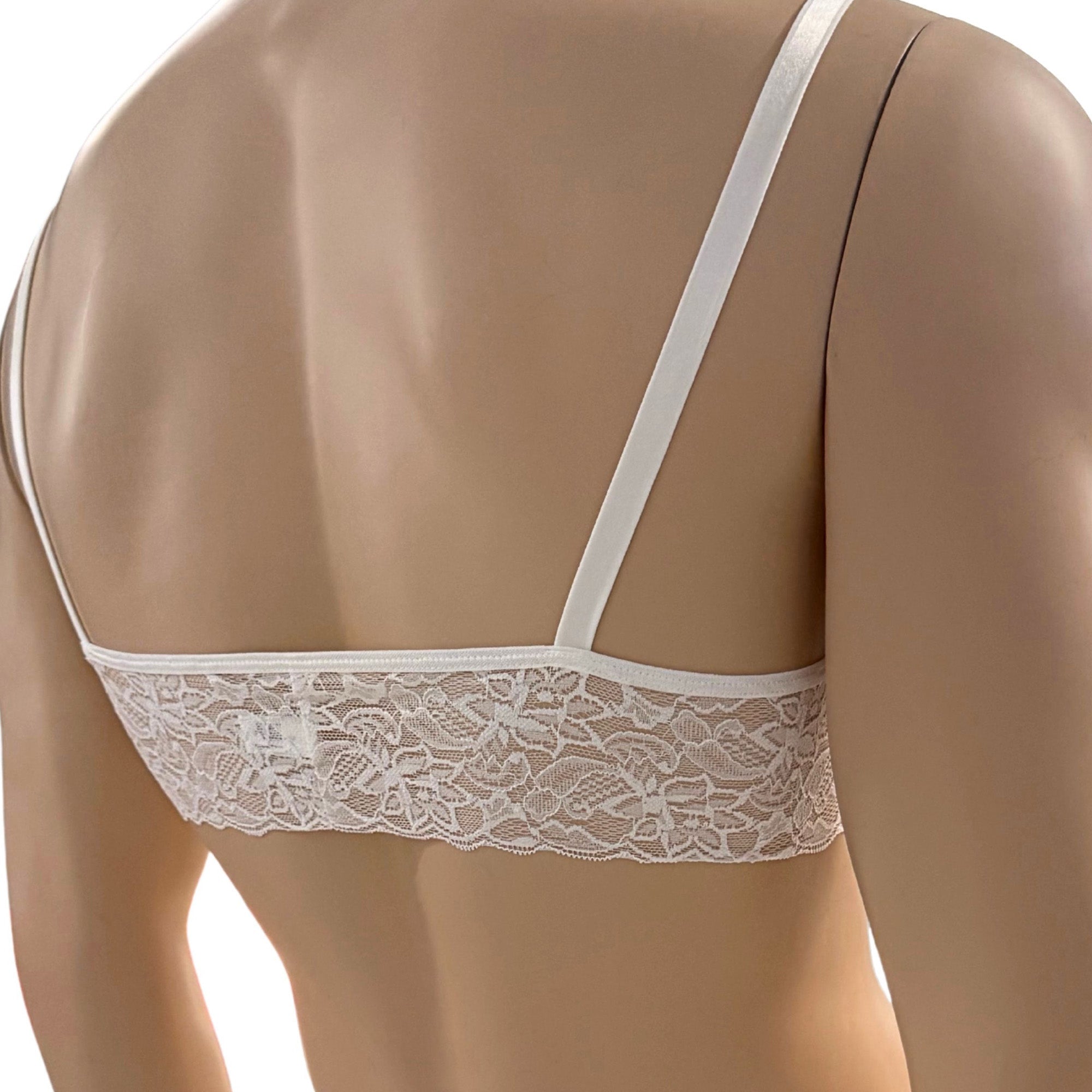 Mens Jackie & Lace Bra Top with Fun & Flirty Detail Light Pink & White Lace