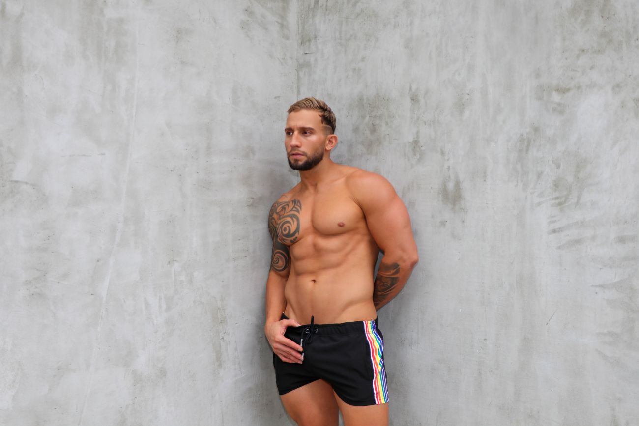 JOR 1806 Rainbow Swim Trunks Black