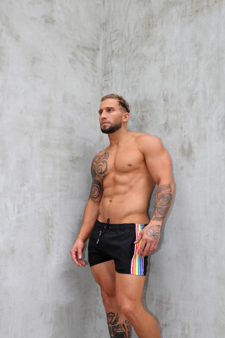 JOR 1806 Rainbow Swim Trunks Black