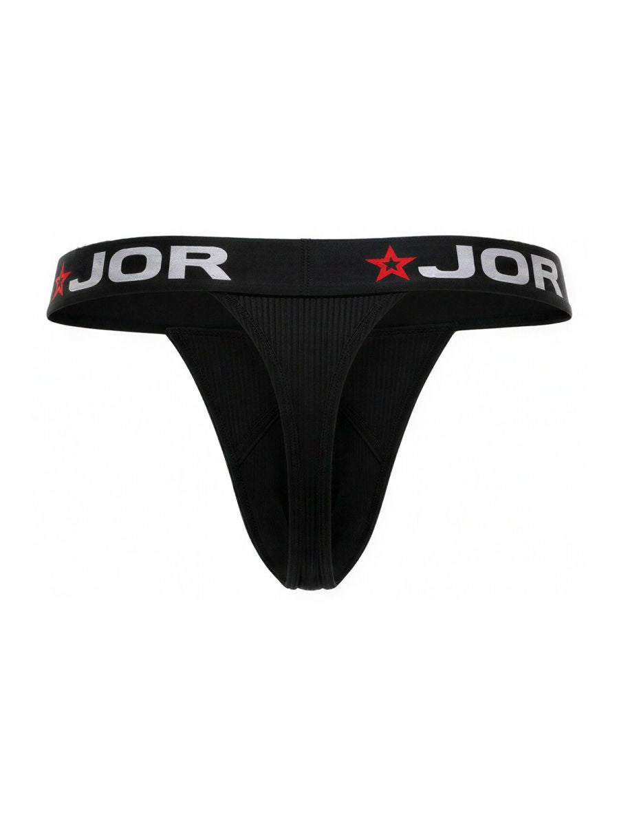 JOR 2333 Cronos Mens Sleek Modern Thongs Black Plus Sizes