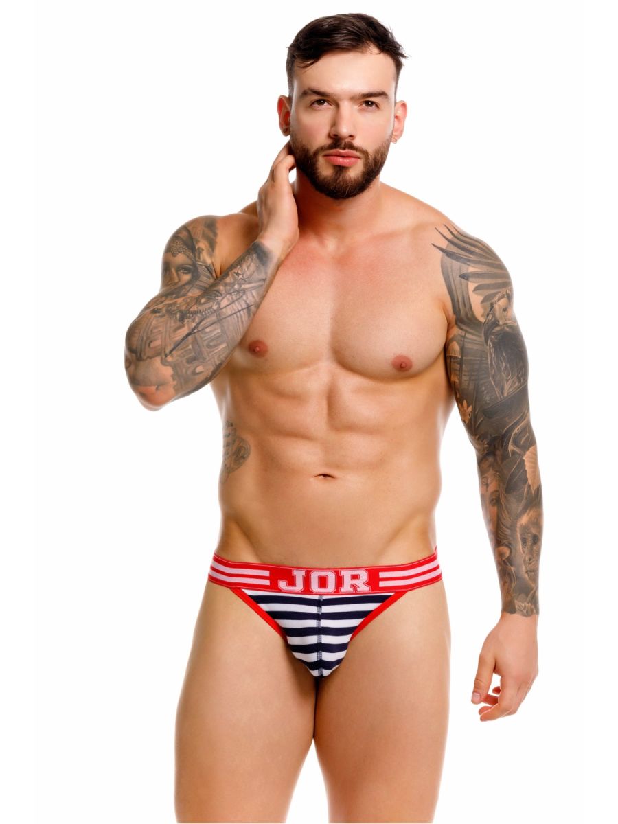 JOR 2337 Santorini Male Classic Nautical Thongs Stripes Plus Sizes