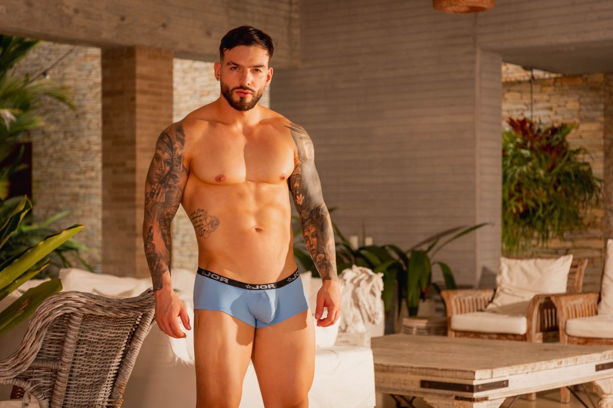 JOR 2345 Cannes Mens Ultra Light Trunks Boxer Briefs Blue Plus Sizes