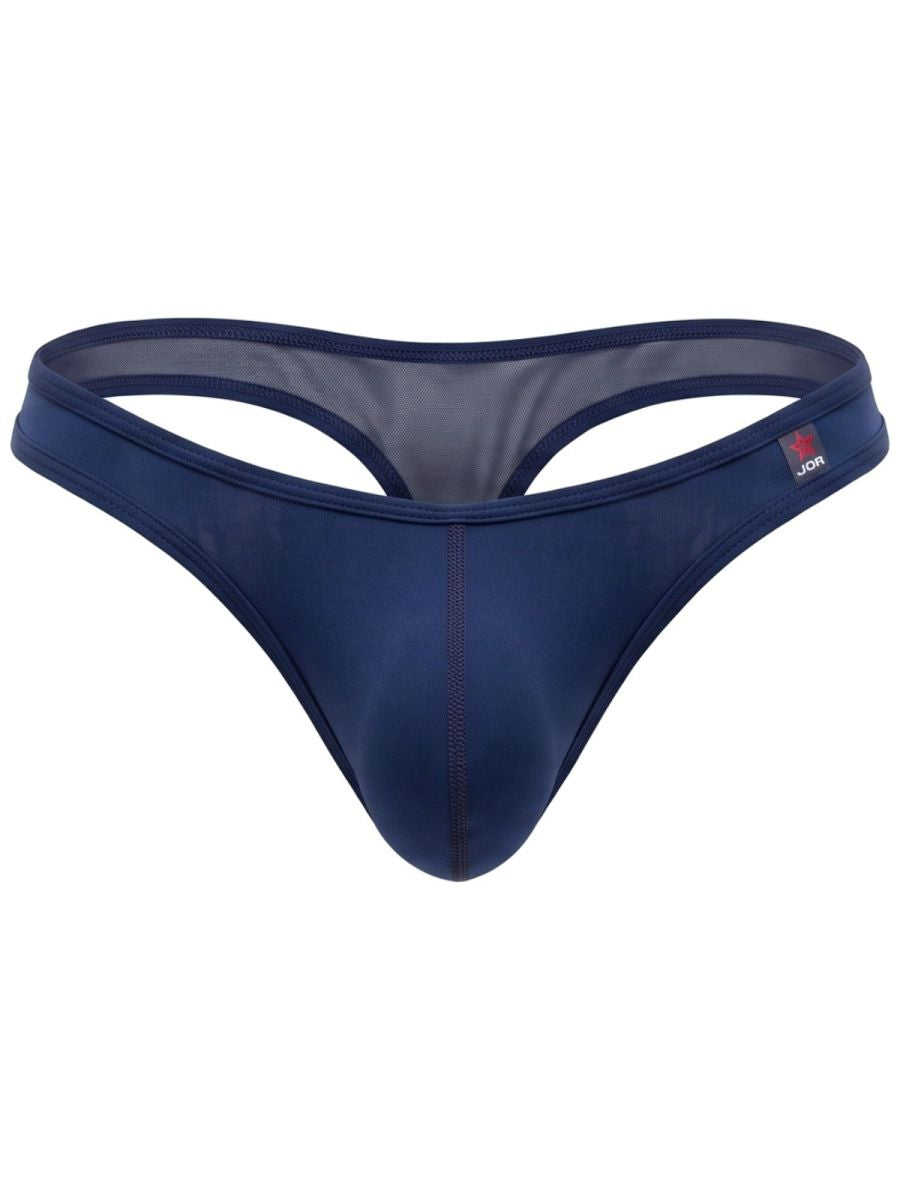 JOR 2456 Origin Mens Supportive Contoured Front Pouch Thongs Blue Plus Sizes