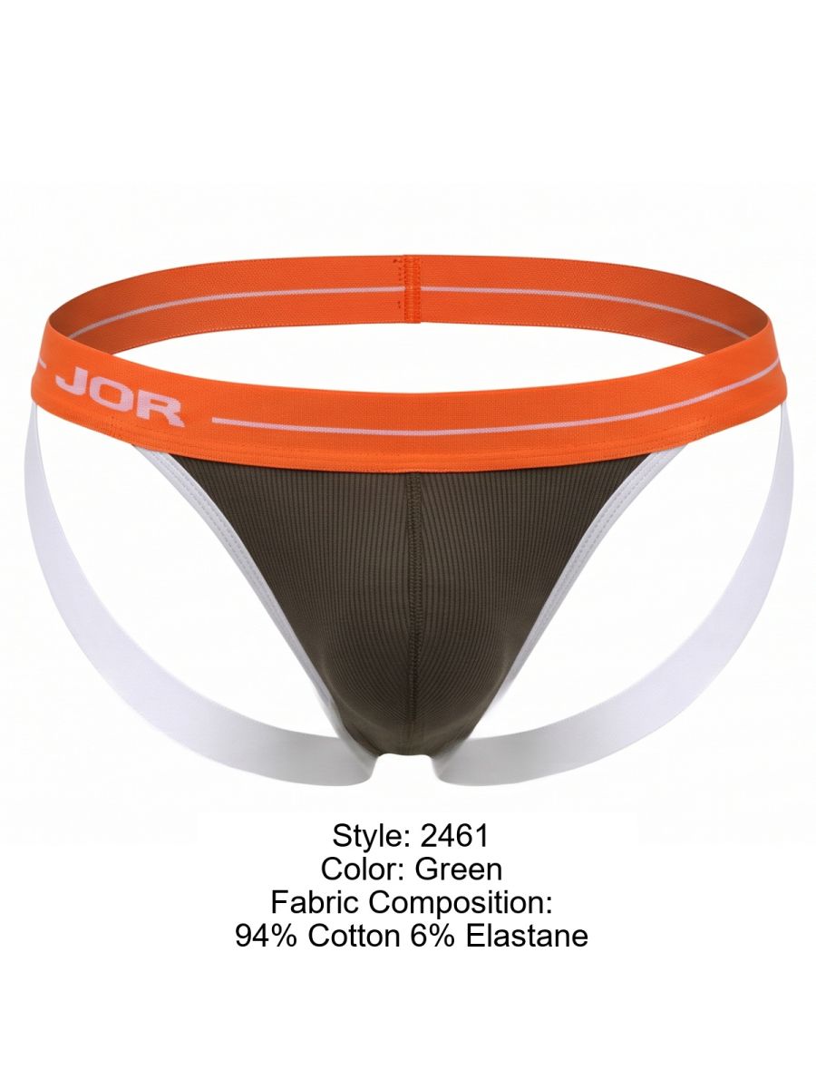 JOR 2461 Rush Male Daily Routine Stretch Fabric Jockstrap Green Plus Sizes