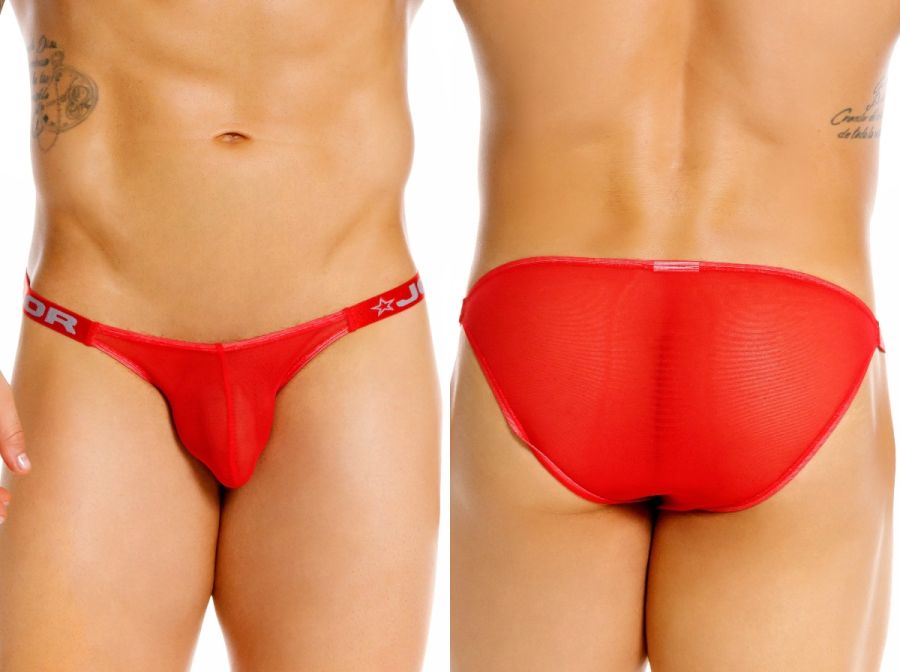 JOR 2464 Frost Mens Semi-sheer Mesh Ultra Sleek Briefs Red Plus Sizes