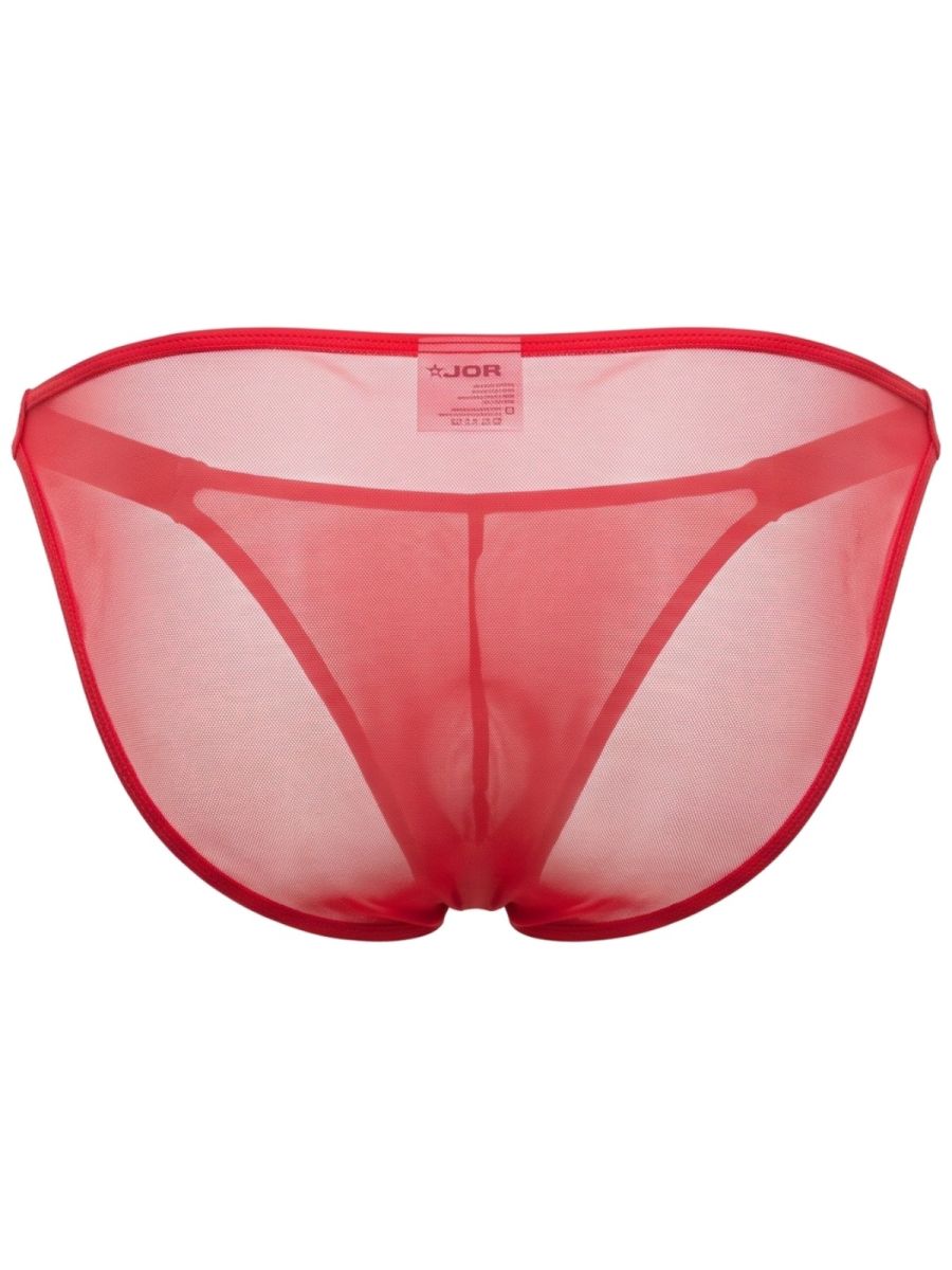 JOR 2464 Frost Mens Semi-sheer Mesh Ultra Sleek Briefs Red Plus Sizes