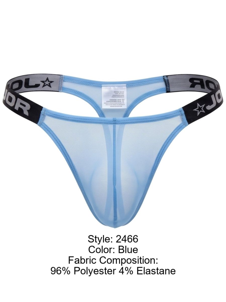 JOR 2466 Frost Mens Semi-sheer Mesh, Bold & Sleek Thongs Blue Plus Sizes
