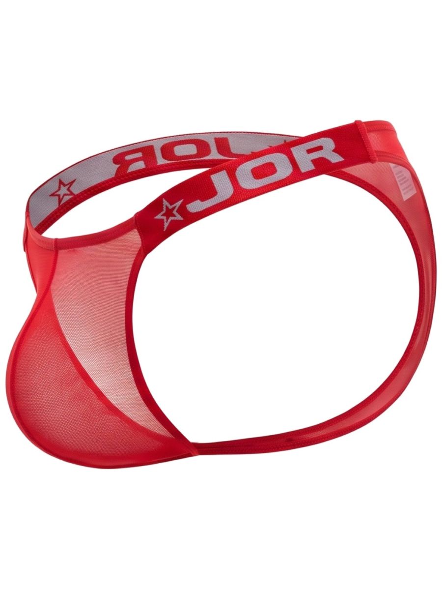 JOR 2466 Frost Mens Semi-sheer Mesh, Bold & Sleek Thongs Red Plus Sizes