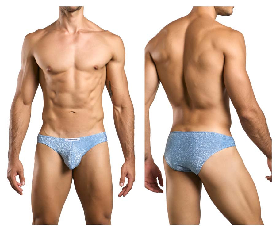 JUSTIN+SIMON XSJ01 Classic Silky Bikini Lurex Blue Plus Sizes