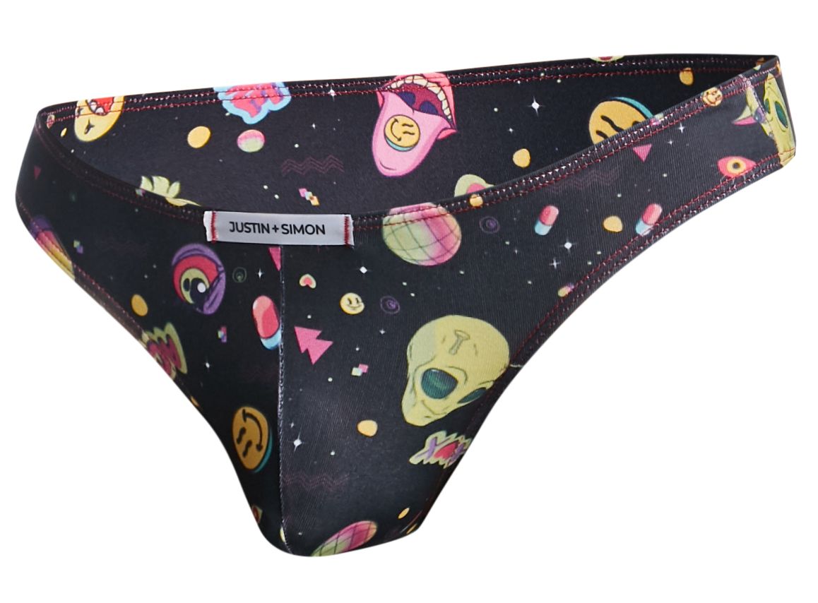 JUSTIN+SIMON XSJ01 Classic Silky Bikini Psycodelic Black Plus Sizes