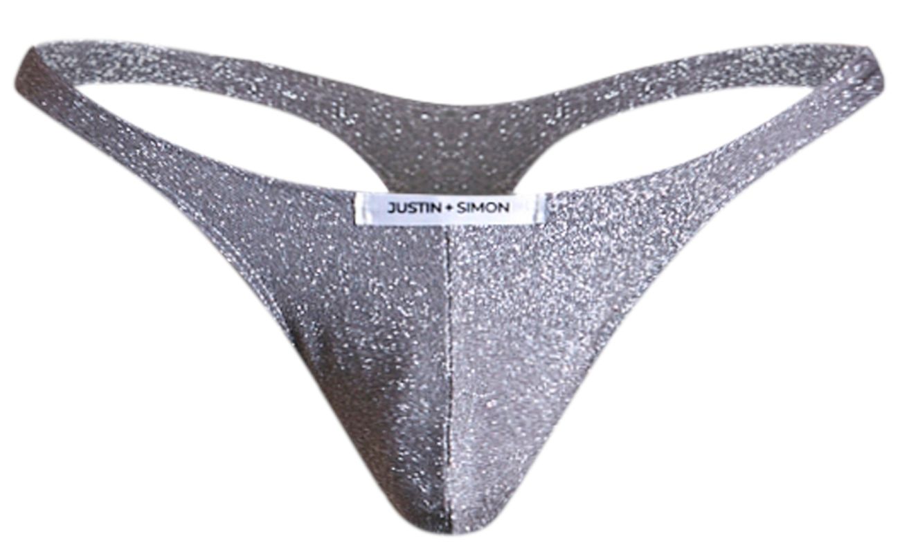 JUSTIN+SIMON XSJ03 Silky Sexy Thongs Lurex Gray Plus Sizes