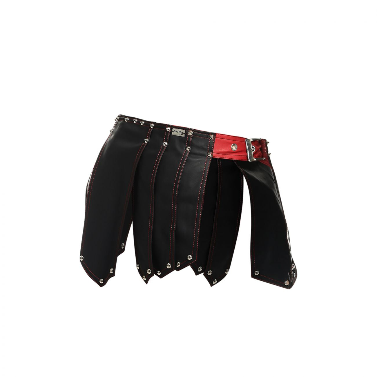 MaleBasics DMBL10 DNGEON Leather Look Roman Skirt Black-Red