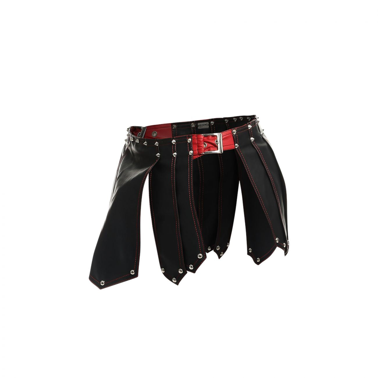 MaleBasics DMBL10 DNGEON Leather Look Roman Skirt Black-Red