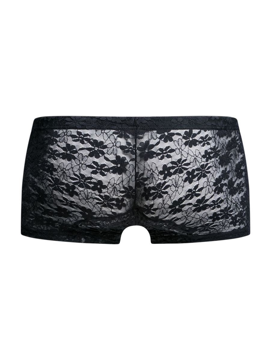 MaleBasics MBL78 Mens Sexy Barely There Trunks Black Lace