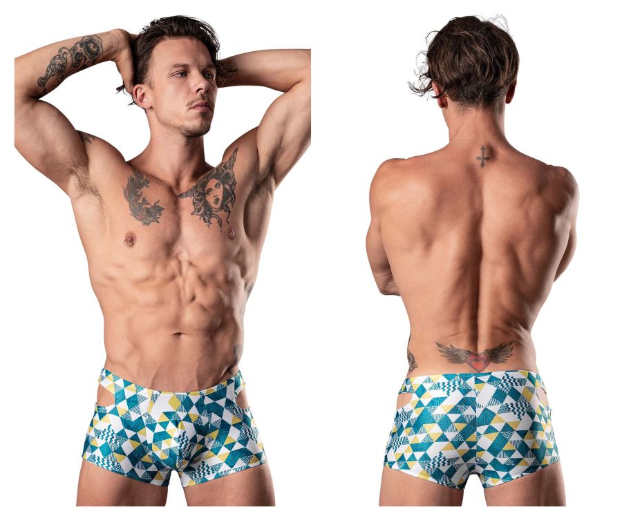 Male Power 141-292 Cut It Out Cut Out Mini Short Blue-Green-White