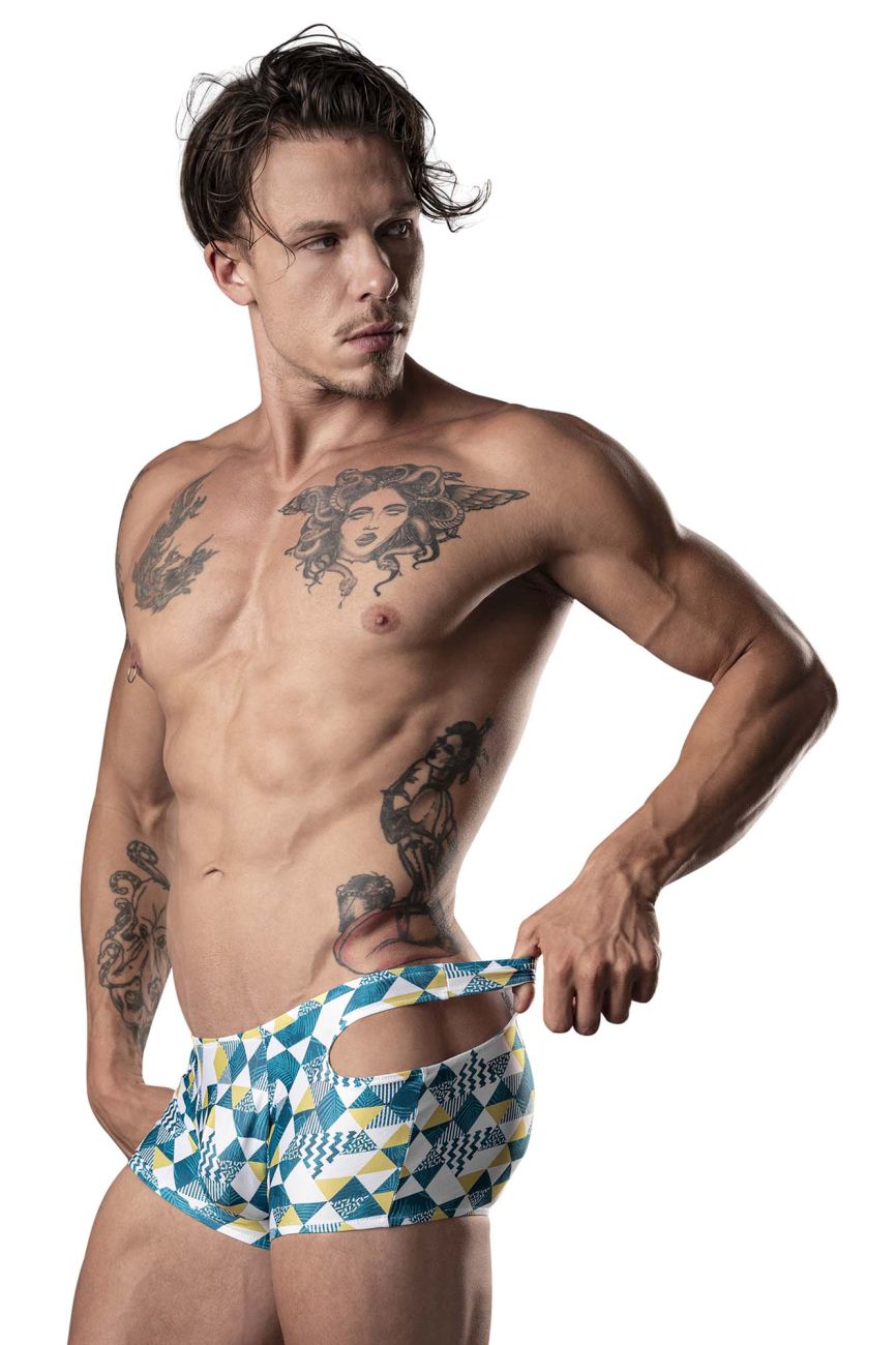 Male Power 141-292 Cut It Out Cut Out Mini Short Blue-Green-White